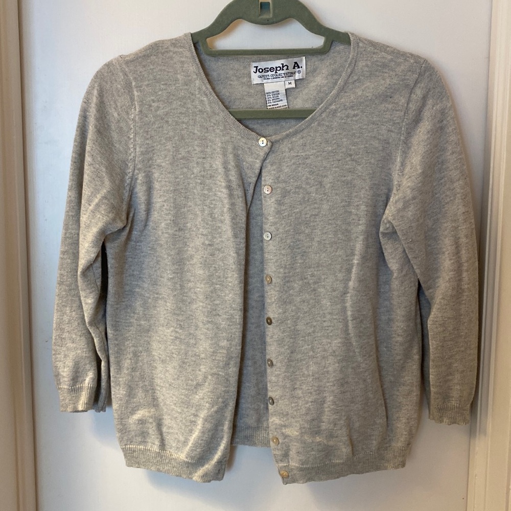 Joseph A. 3/4 sleeve cardigan, light gray